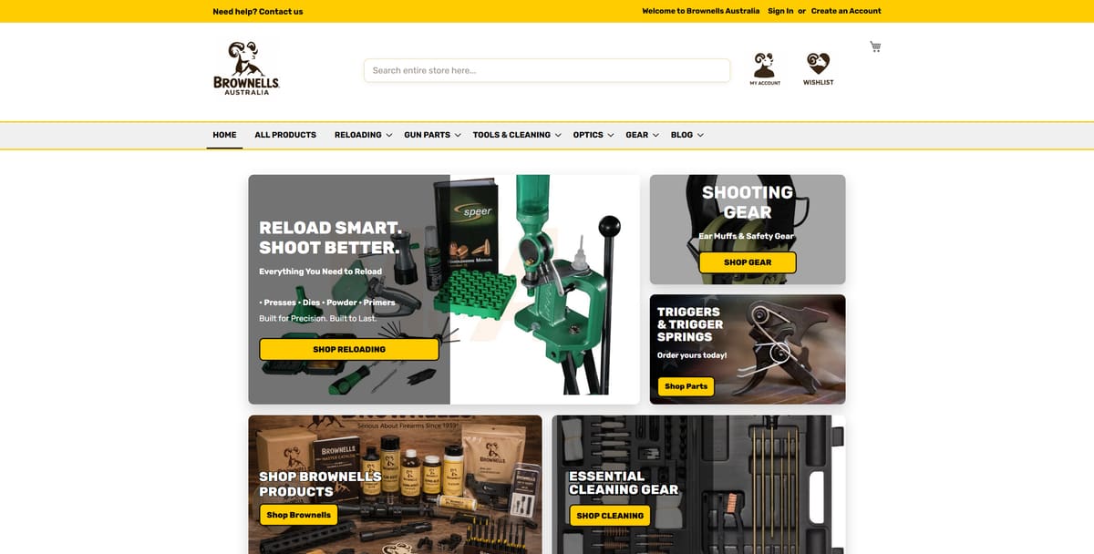 Screenshot of Brownells Australia