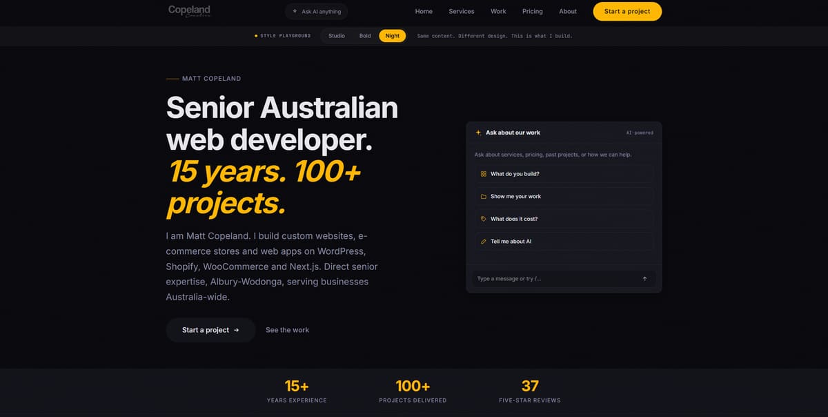 Screenshot of Copeland Creative